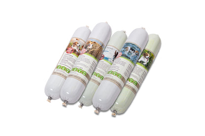 Karnivor Metzgerrolle Mixpaket – alle fünf BARF-Sorten als Alleinfutter für Hunde